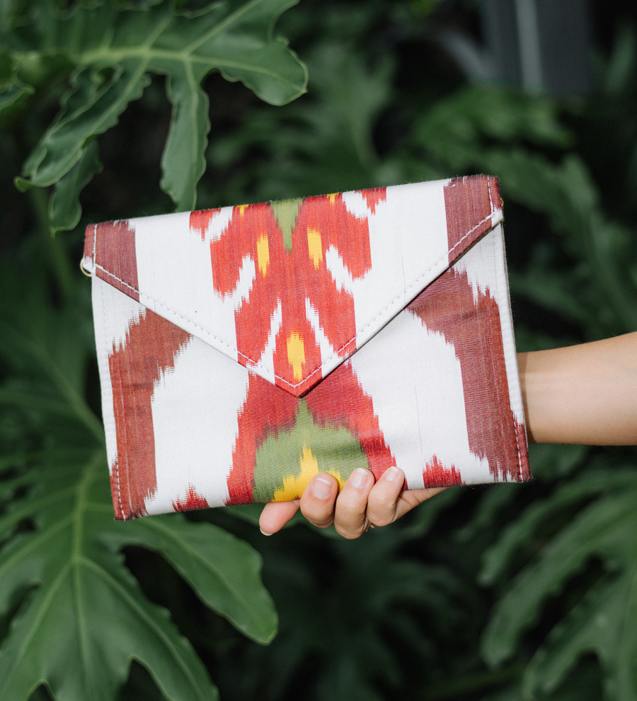 Large Silk Ikat Envelope Clutch
