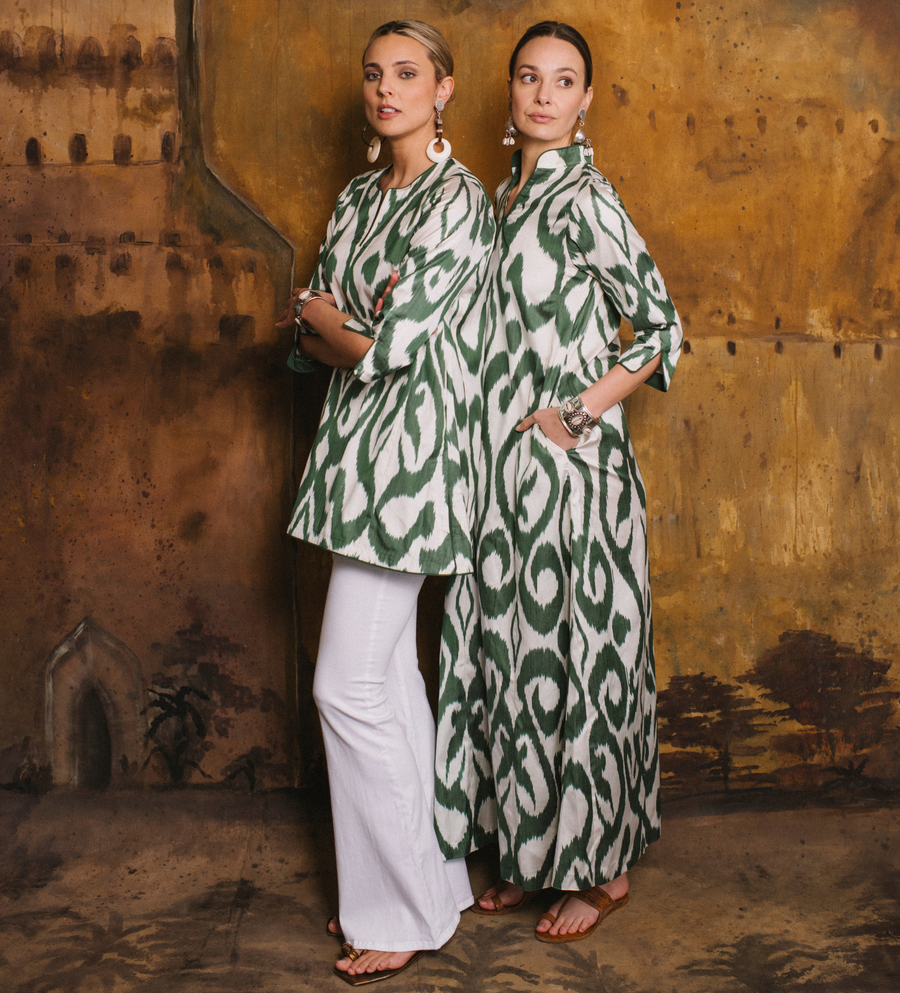 Deep Green Ikat Maxi Dress