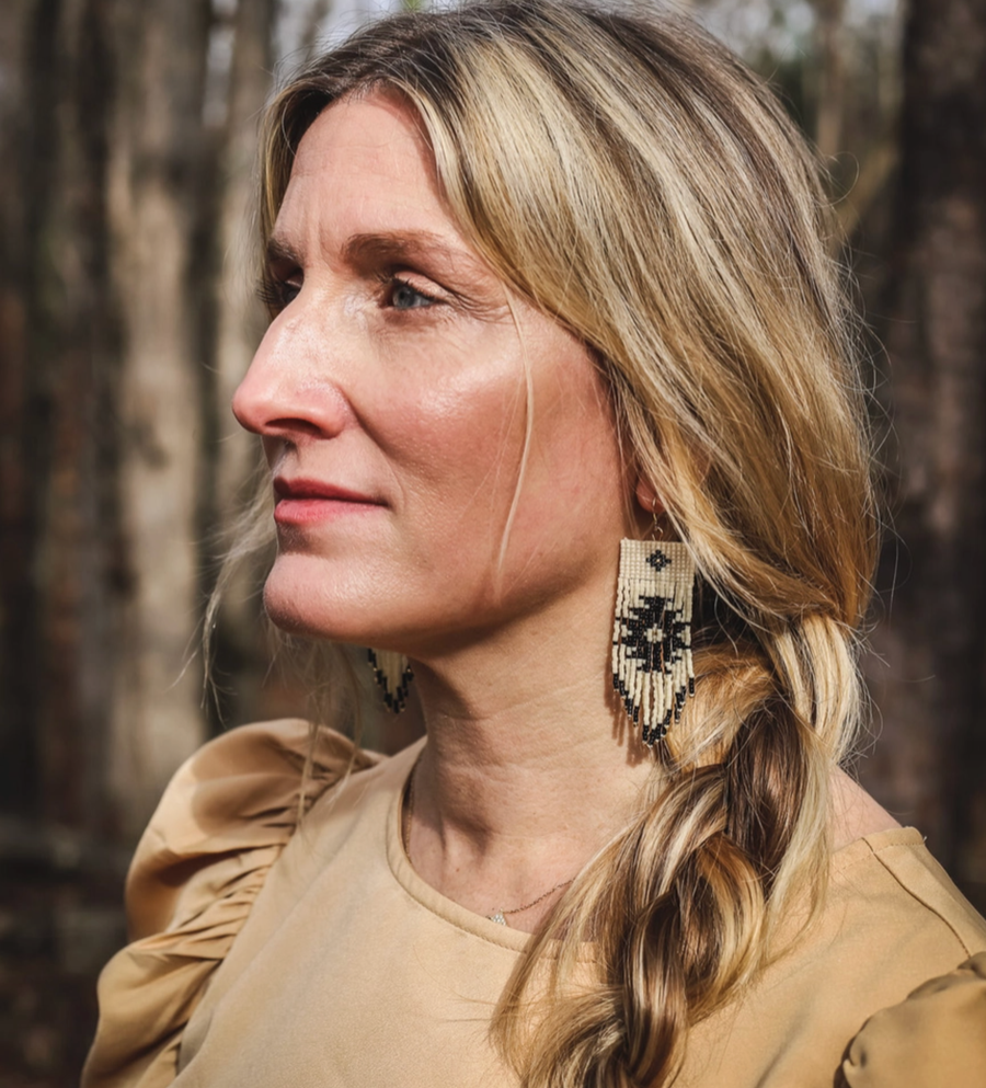 Beaded Handwoven Fringe Earrings