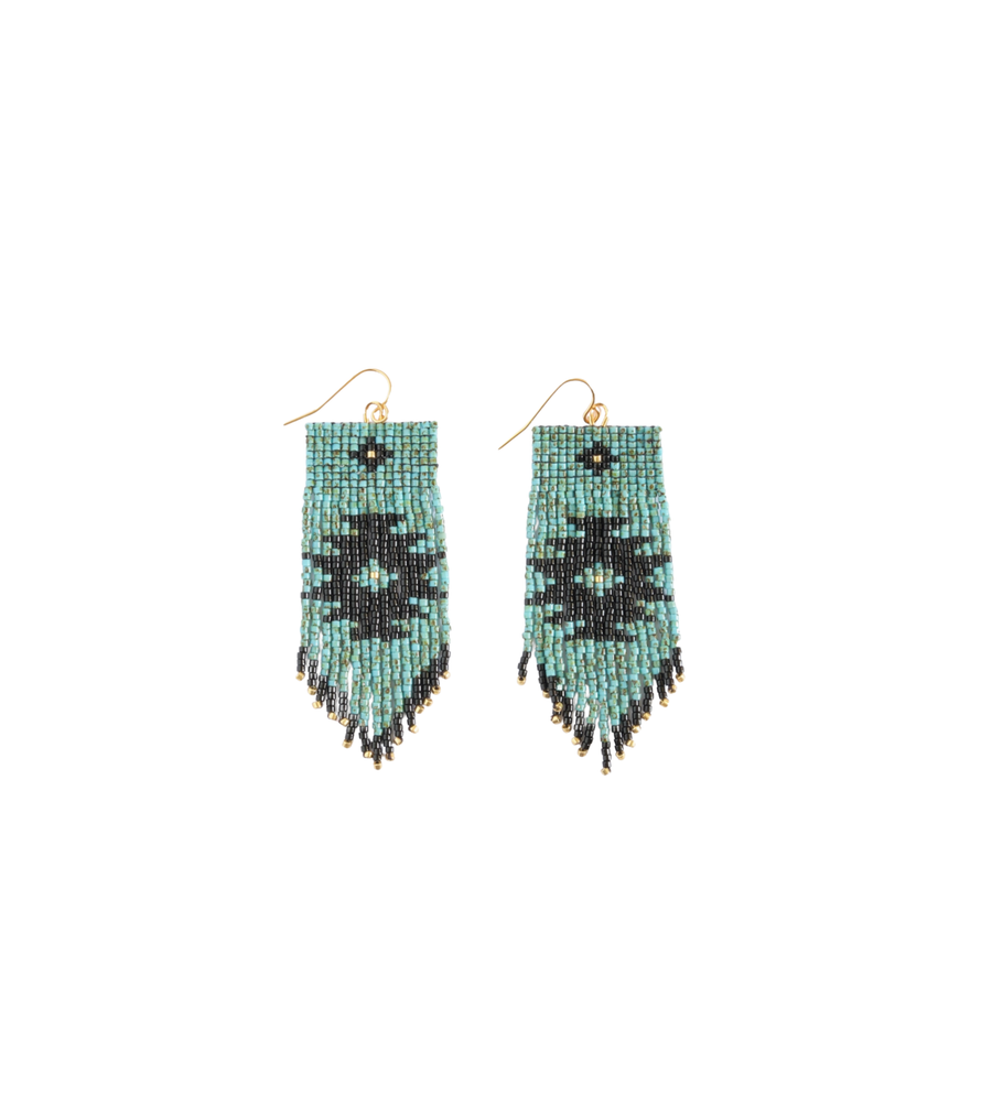 Beaded Handwoven Fringe Earrings