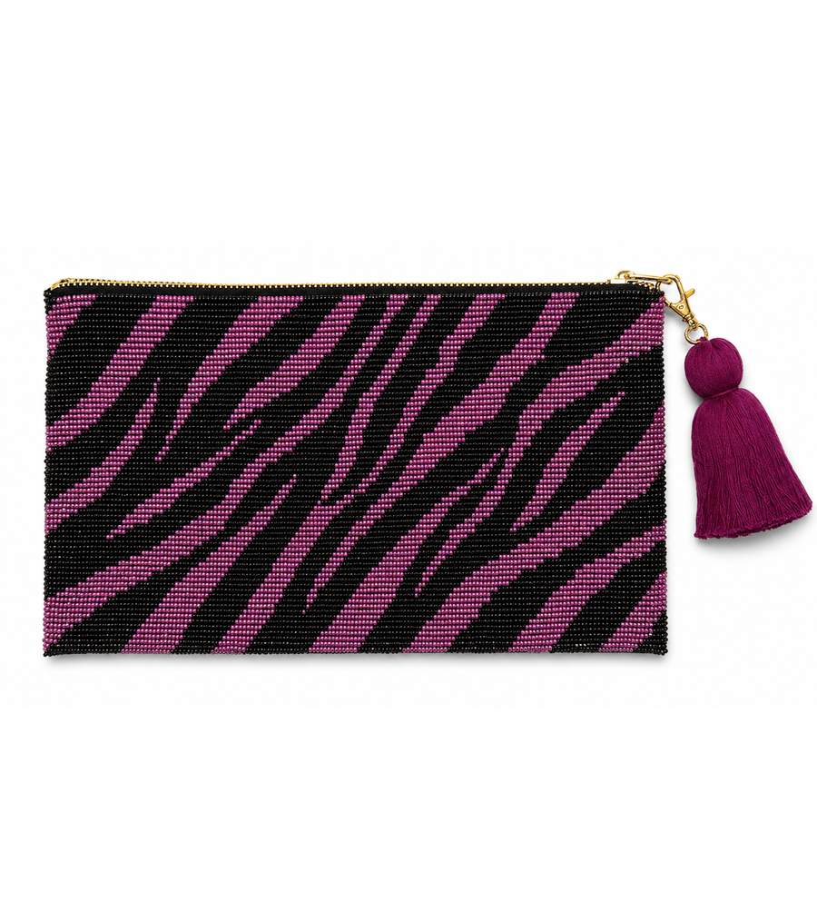 Rose Tiger Glass Beaded Clutch