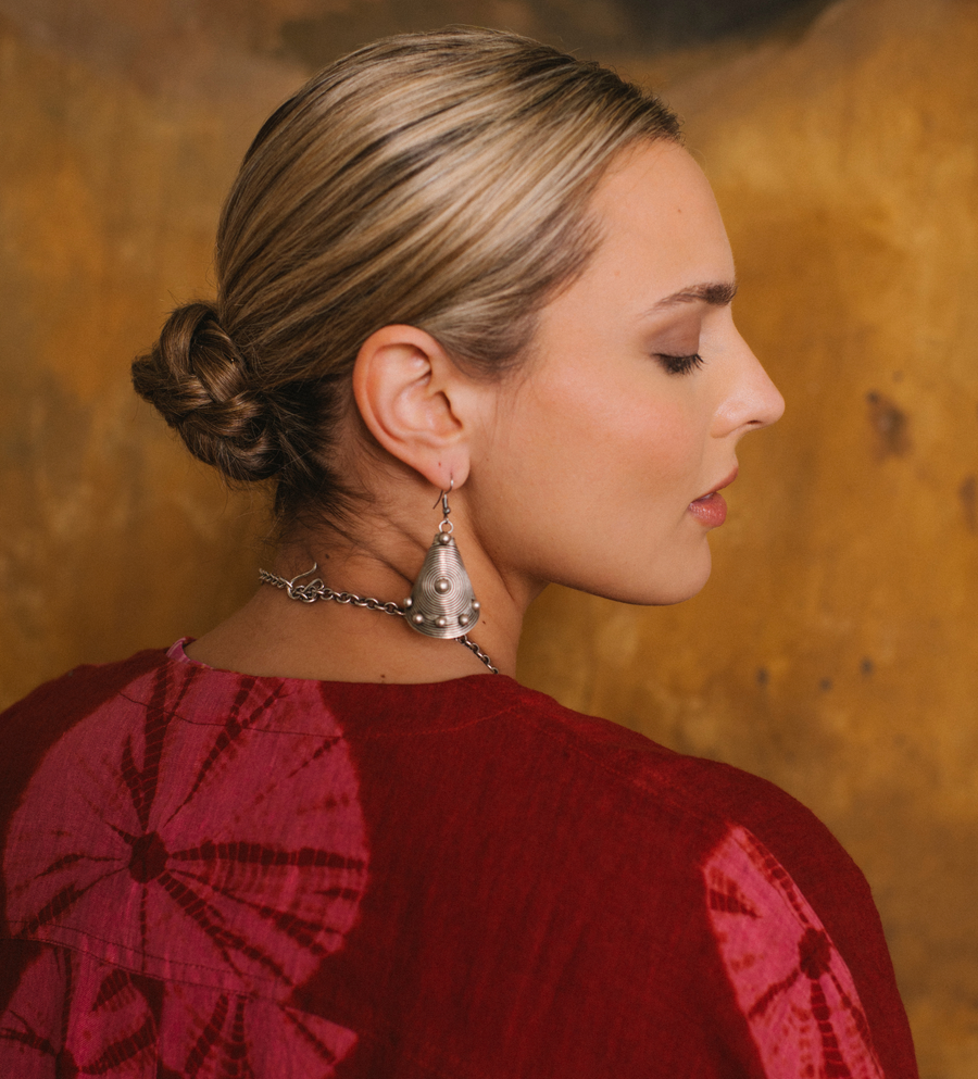 Bandhani Linen Bindi Shirt in Fuchsia