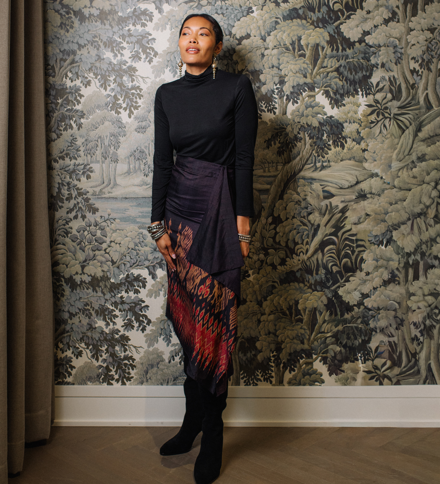 One-of-a-Kind Black Silk Skirt