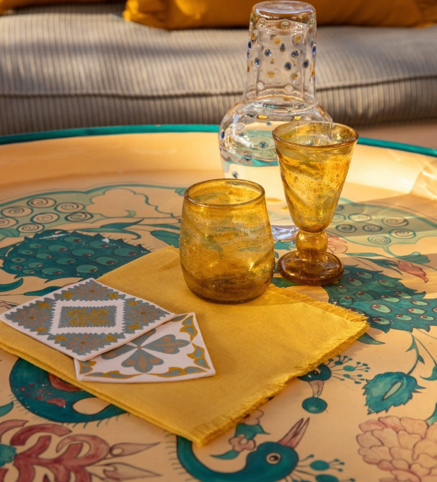 Golden Petals Coaster - Set of Six