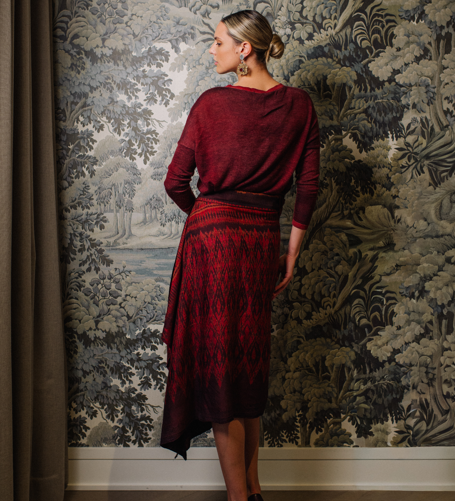 One-of-a-Kind Red Silk Skirt