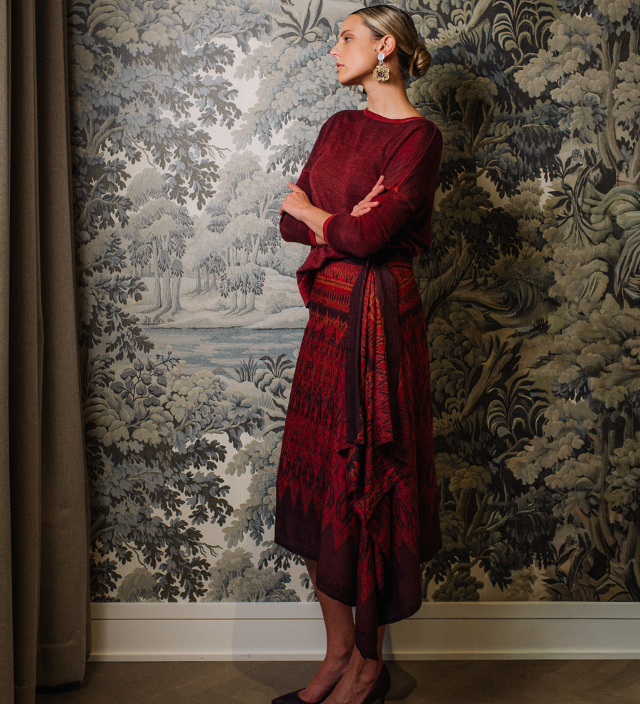 One-of-a-Kind Red Silk Skirt