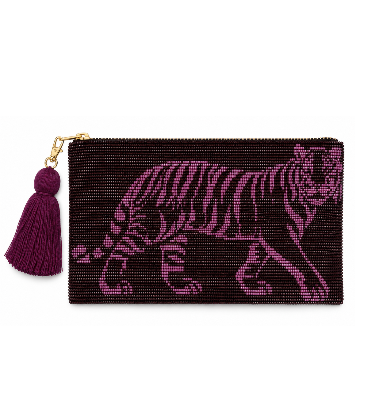 Rose Tiger Glass Beaded Clutch