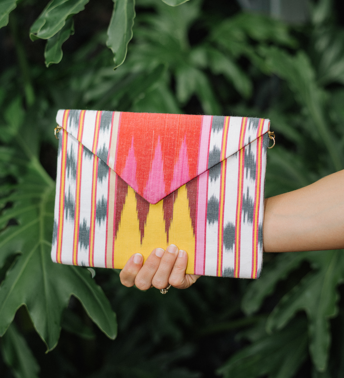 Large Silk Ikat Envelope Clutch