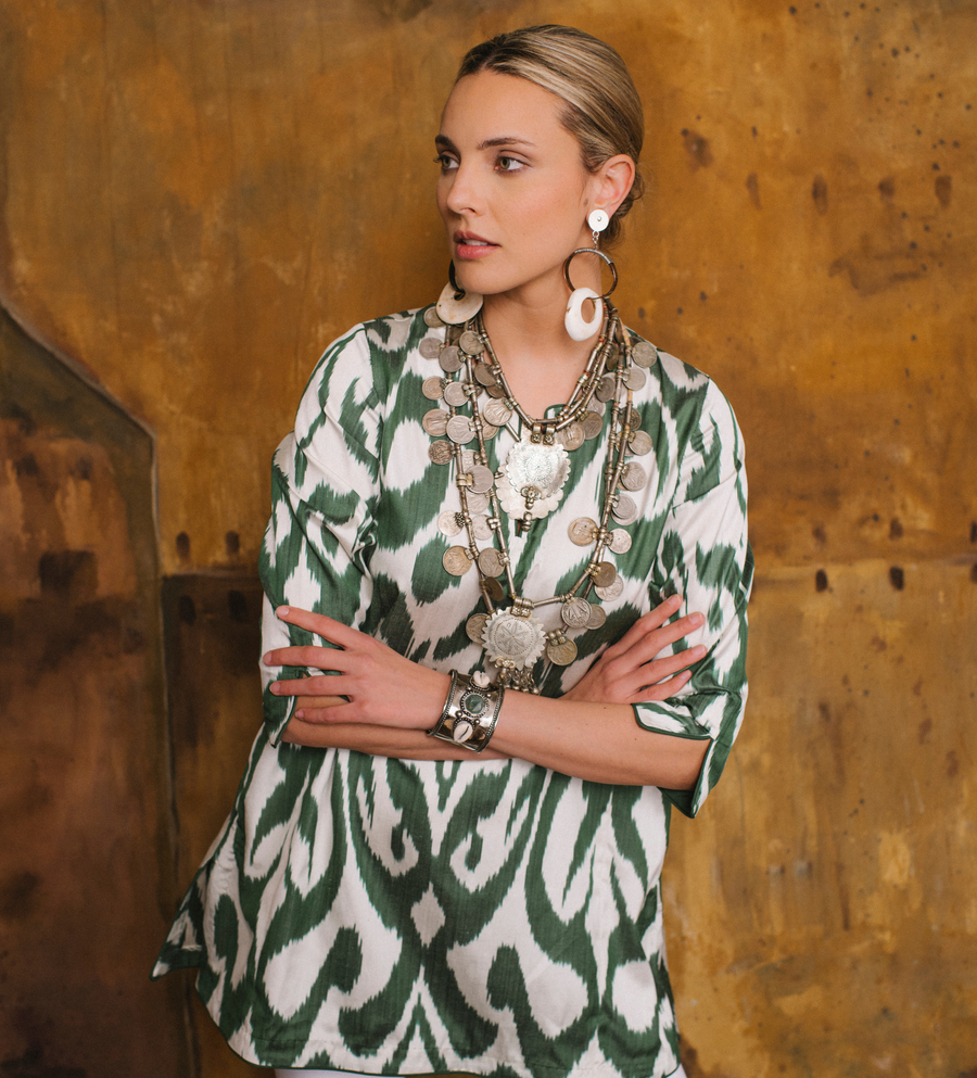 Deep Green Ikat Tunic