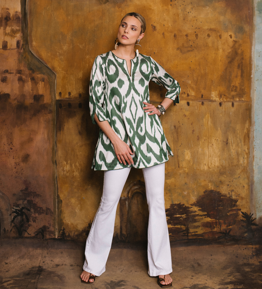 Deep Green Ikat Tunic
