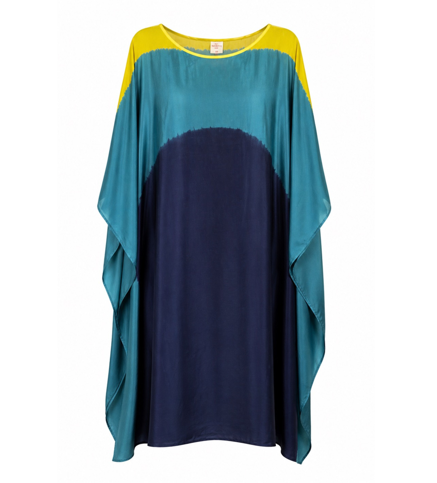 Itajime Silk Caftan in Teal