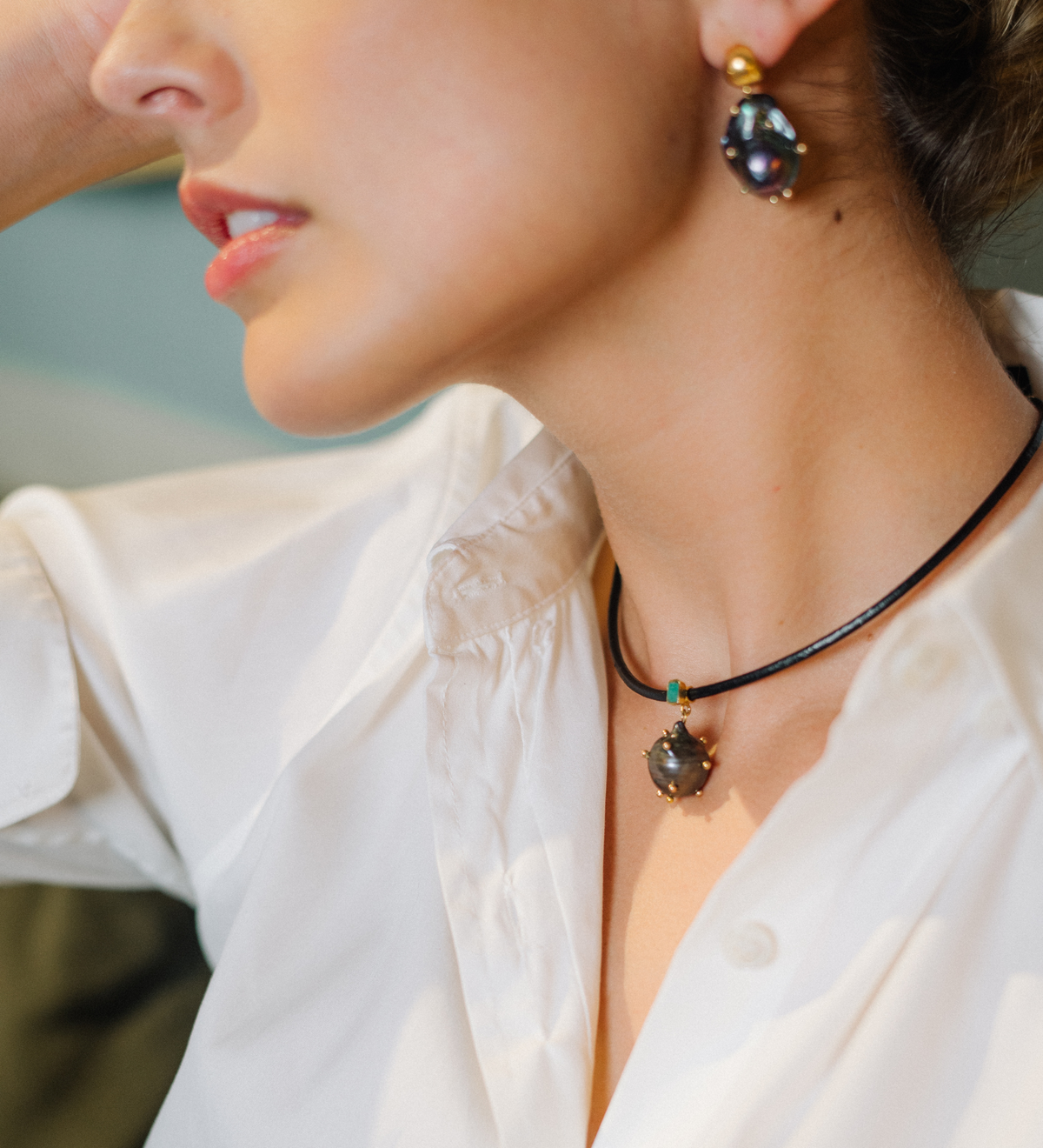 Baroque Pearl and Emerald Choker