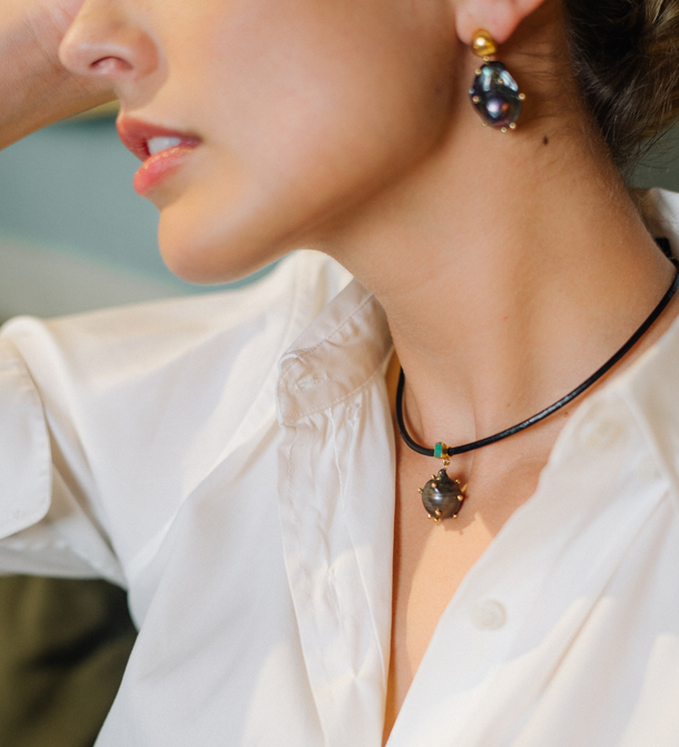 Baroque Pearl and Emerald Choker