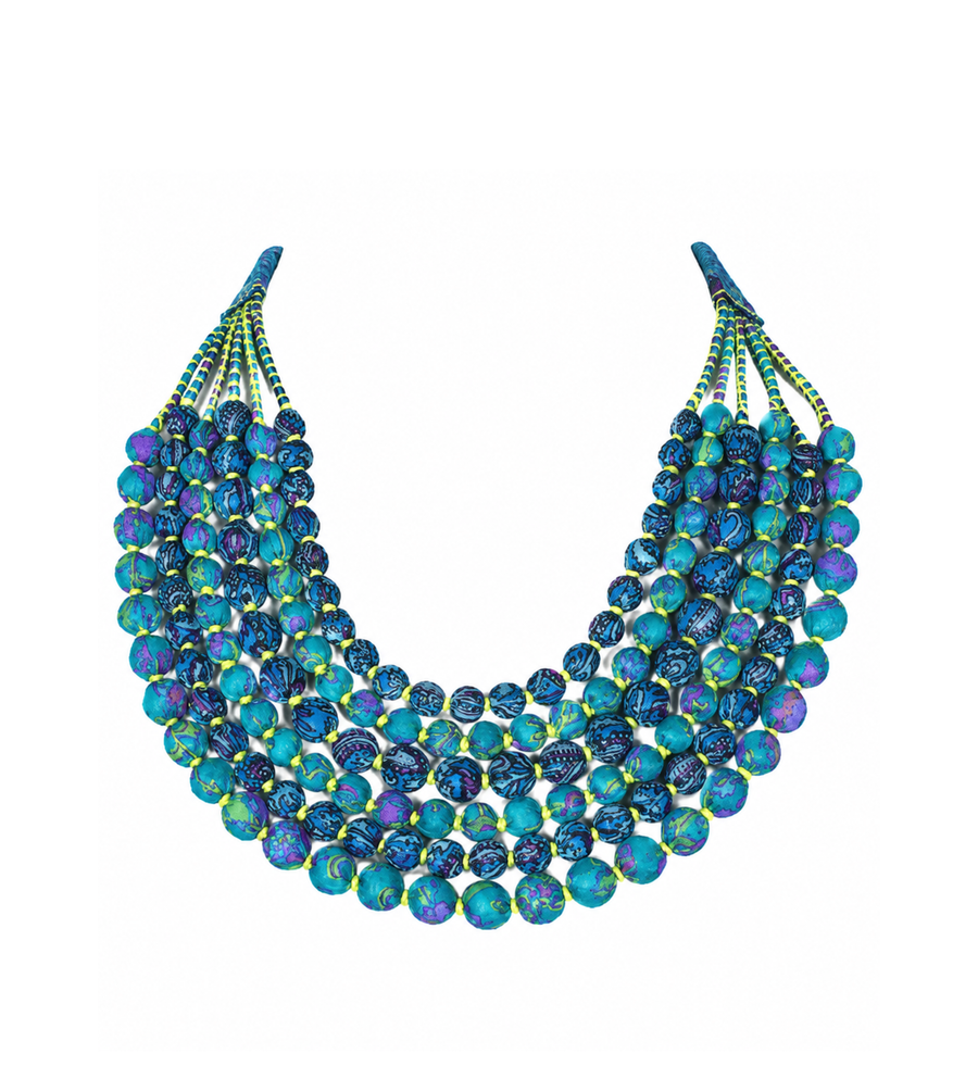 Sari Beaded Necklace: Six Strand