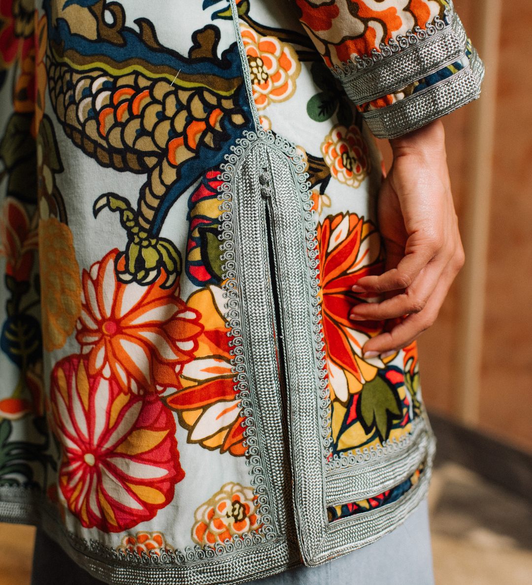 Moroccan Jacket: Chiang Mai Velvet – Ibu Movement Moroccan Jacket: Chiang Mai Velvet – Ibu Movement