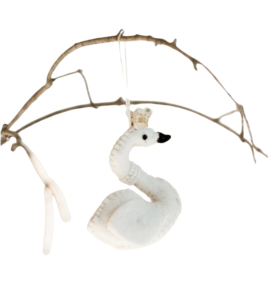 Felted Swan Ornament