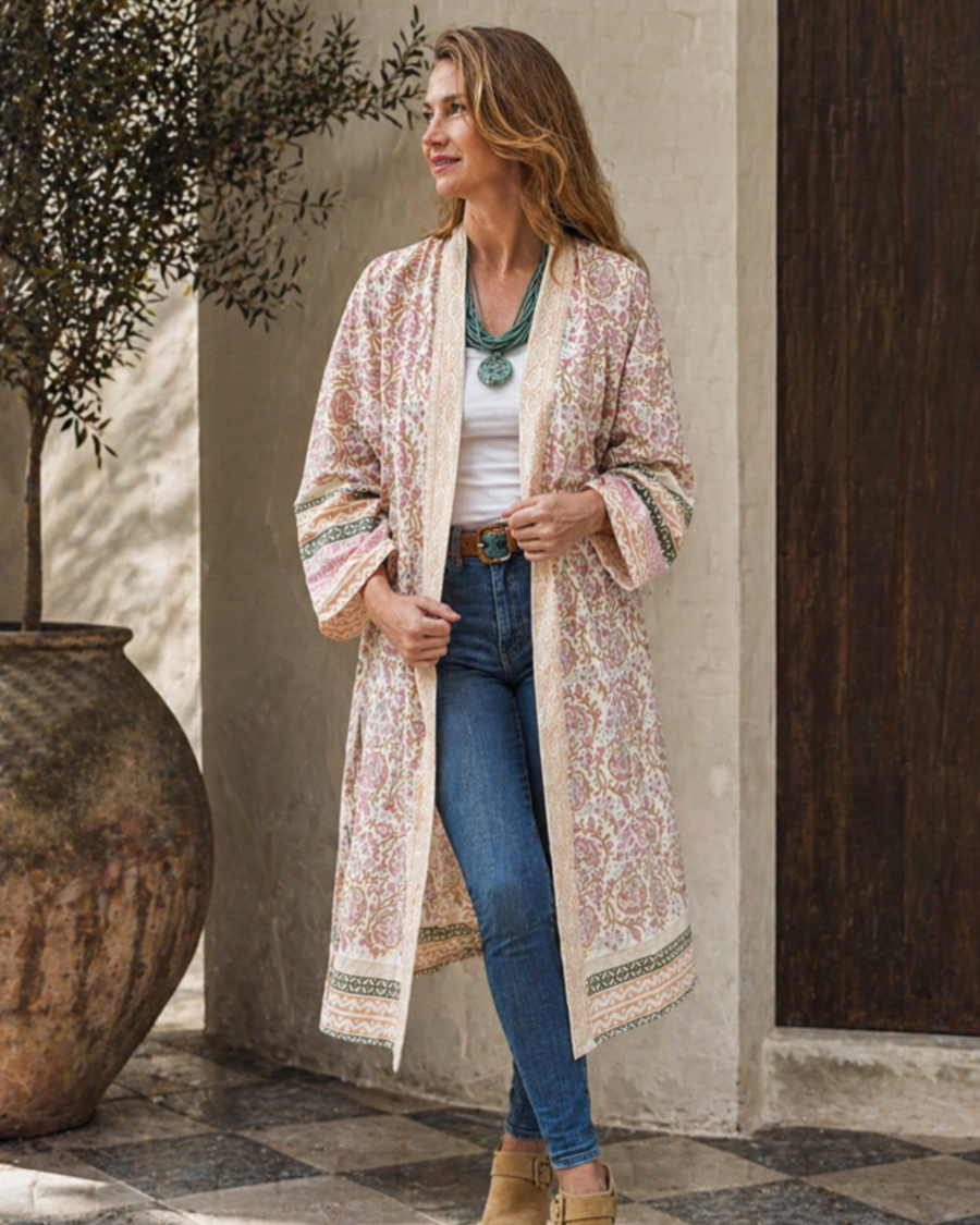 Anika Hand Block Printed Kimono