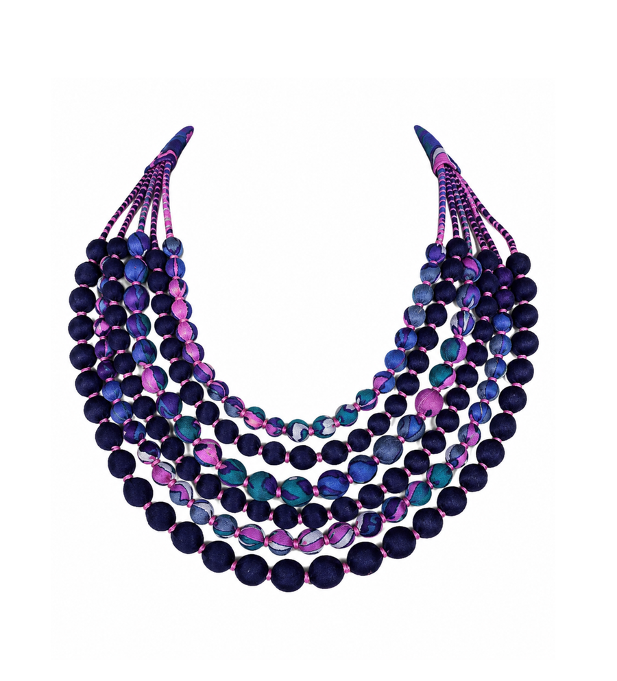 Sari Beaded Necklace: Six Strand