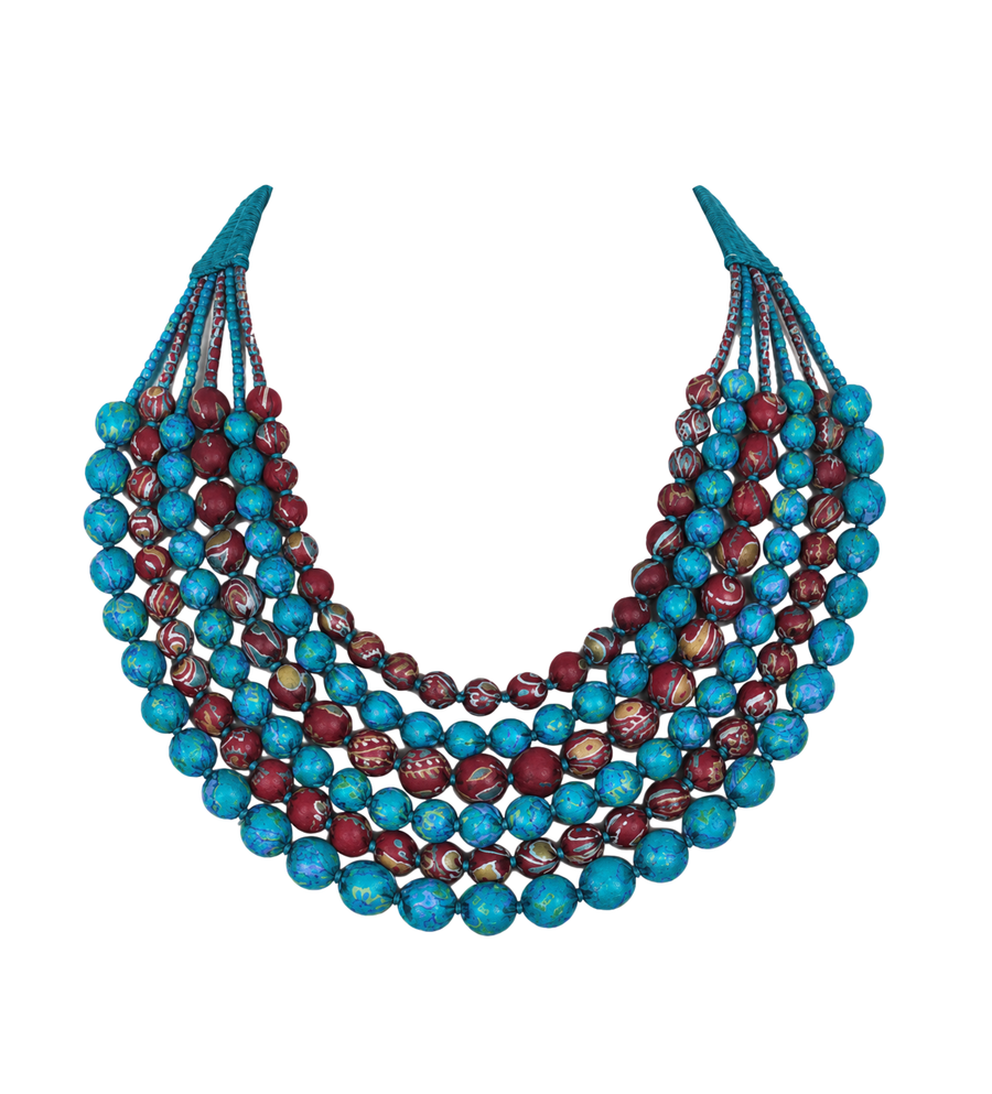Sari Beaded Necklace: Six Strand