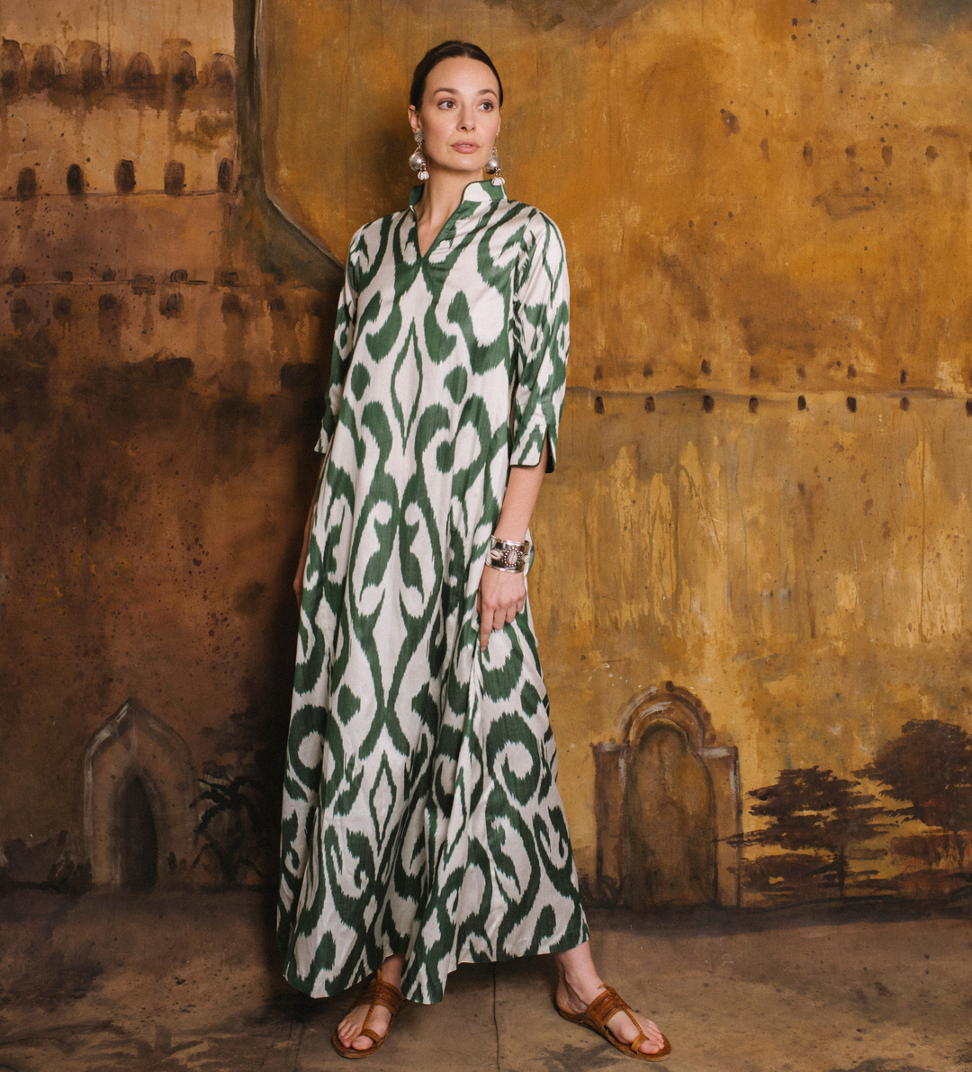 Deep Green Ikat Maxi Dress Ibu Movement Deep Green Ikat Maxi Dress Ibu Movement