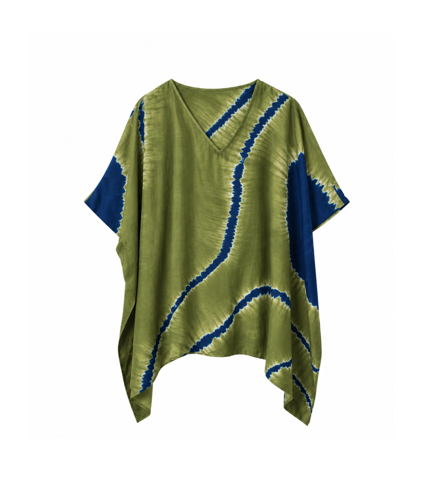 Itajime Silk V-neck Poncho