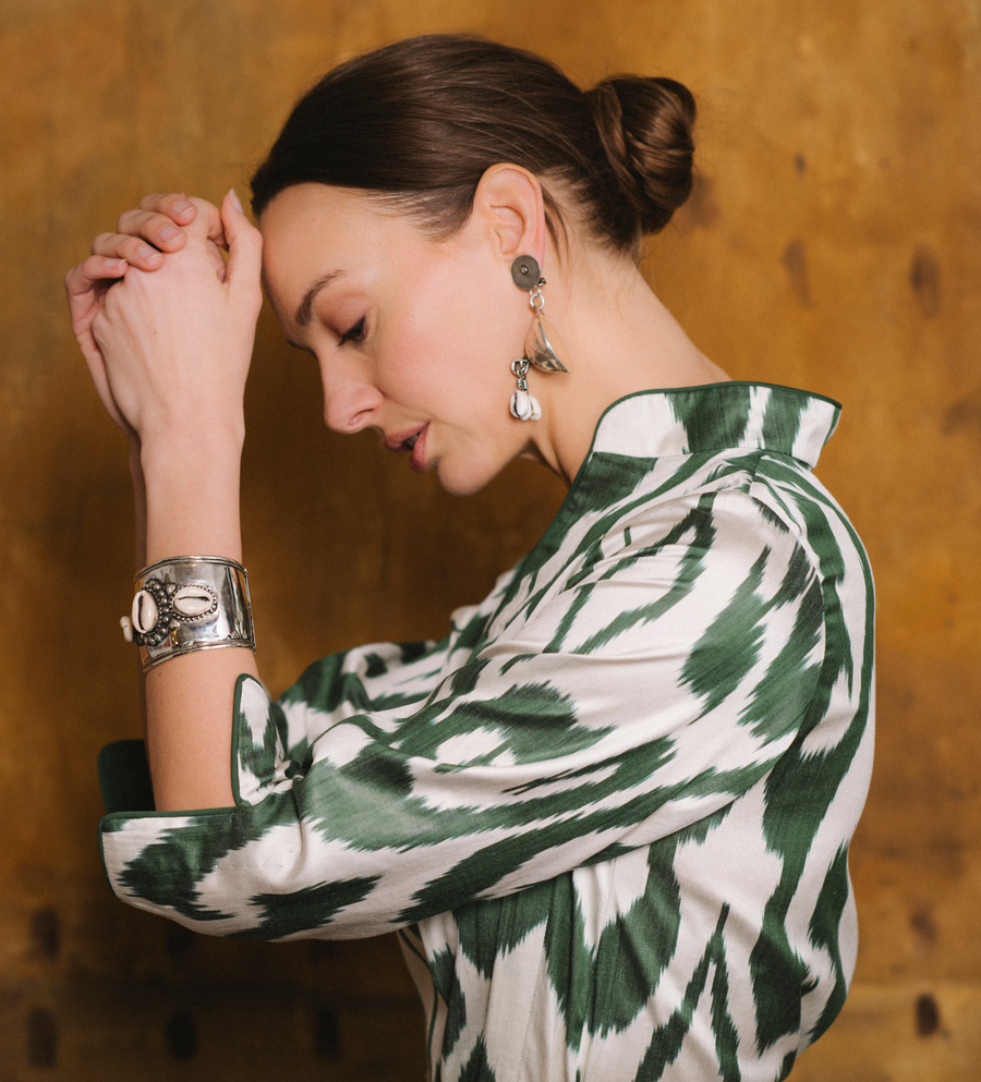Deep Green Ikat Maxi Dress