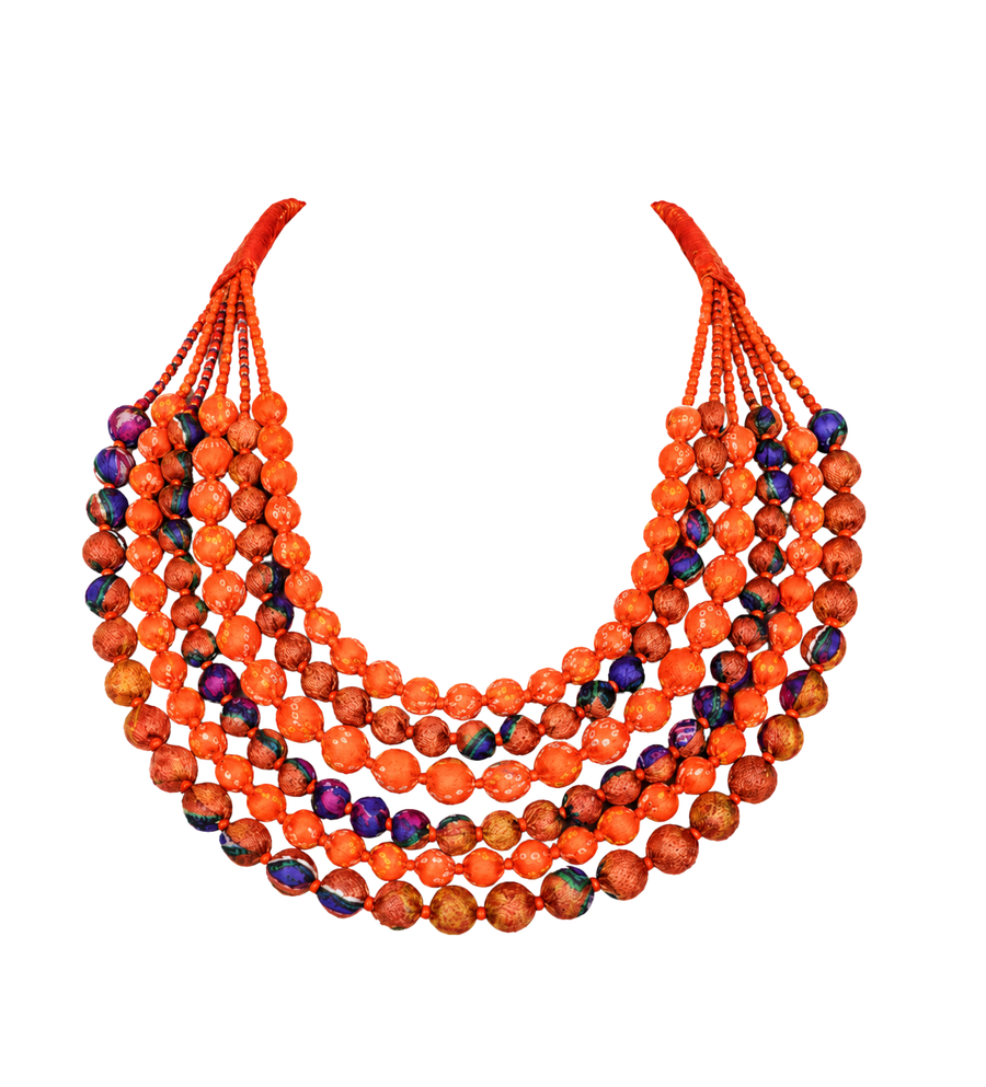 Sari Beaded Necklace: Six Strand