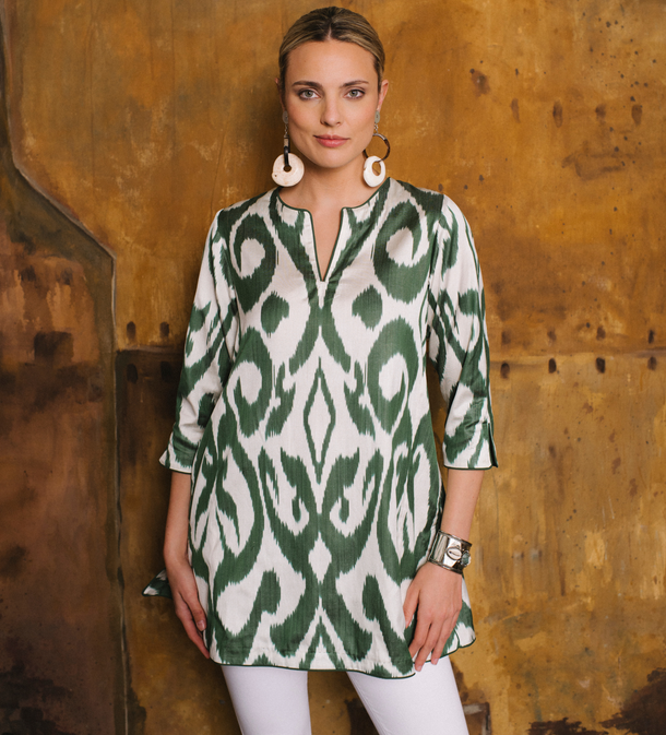 Deep Green Ikat Tunic