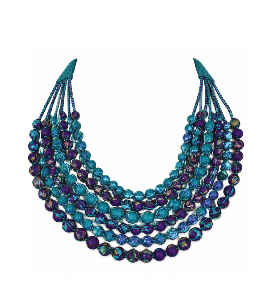 Sari Beaded Necklace: Six Strand