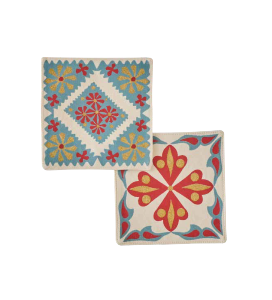 Golden Petals Coaster - Set of Six
