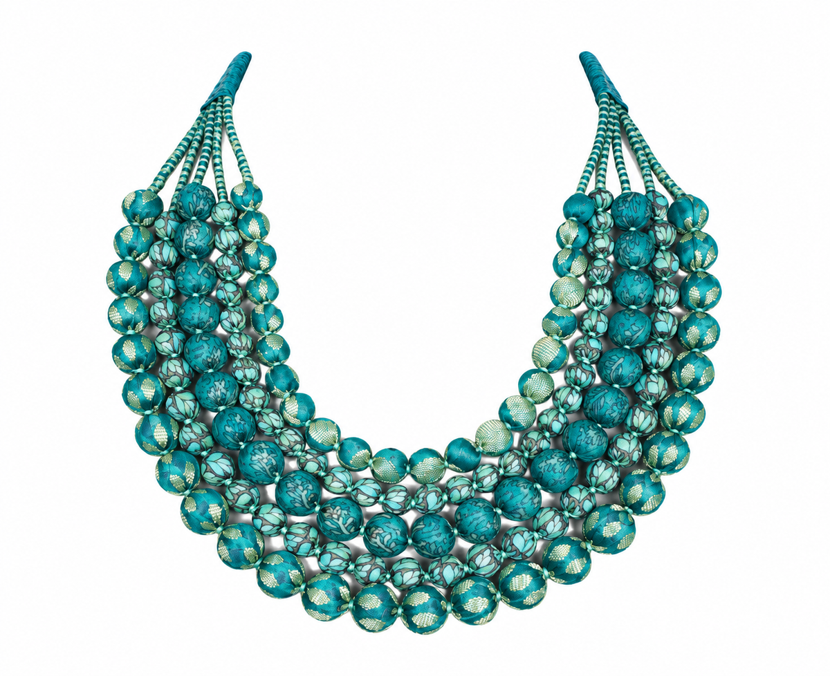 Sari Beaded Necklace: Six Strand