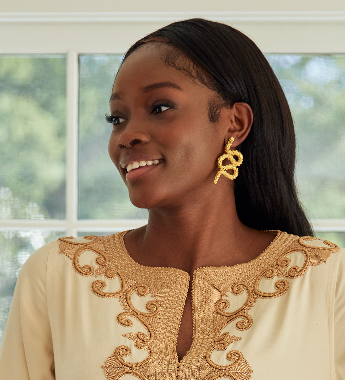 Araucaria Twirls and Raw Emerald Earrings