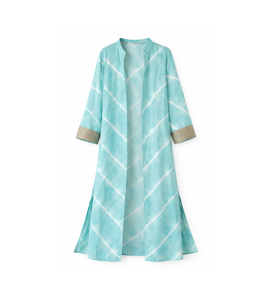 Silk Tie-Dye Topper with Himroo Cuffs