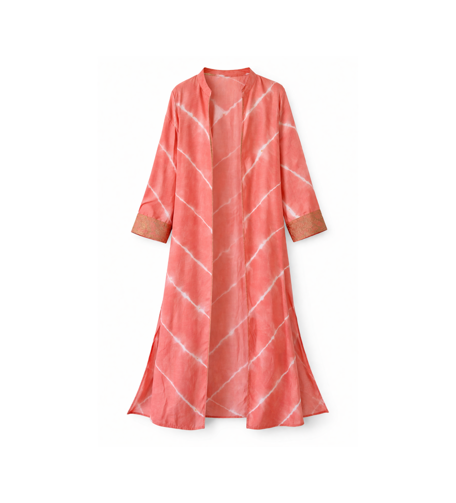 Silk Tie-Dye Topper with Himroo Cuffs