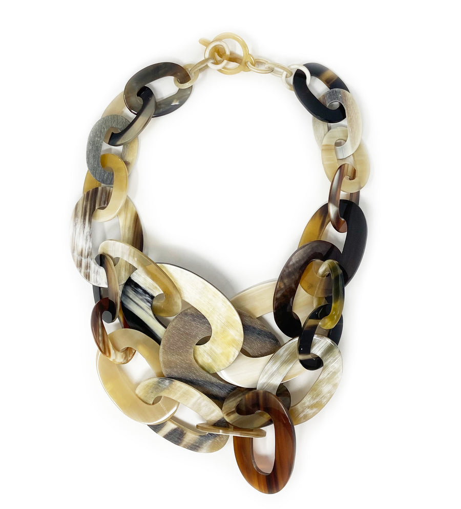 Large Horn Double Strand Link Necklace