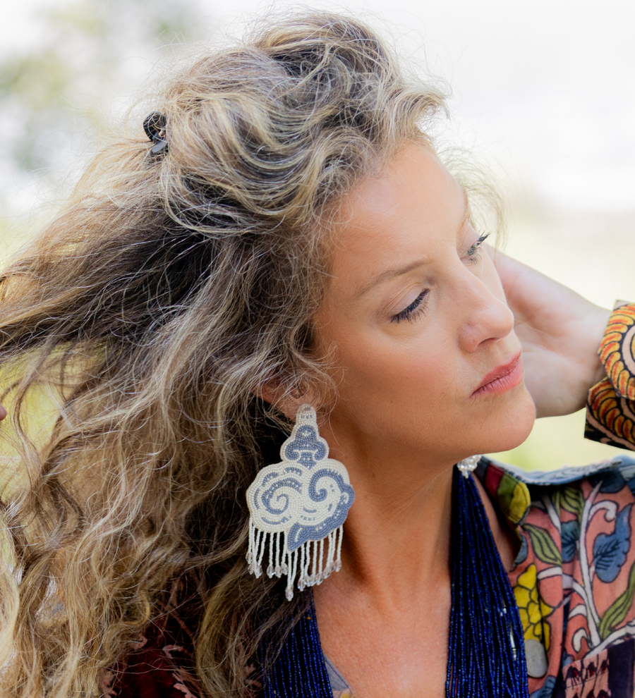 Beaded Cloud Earrings