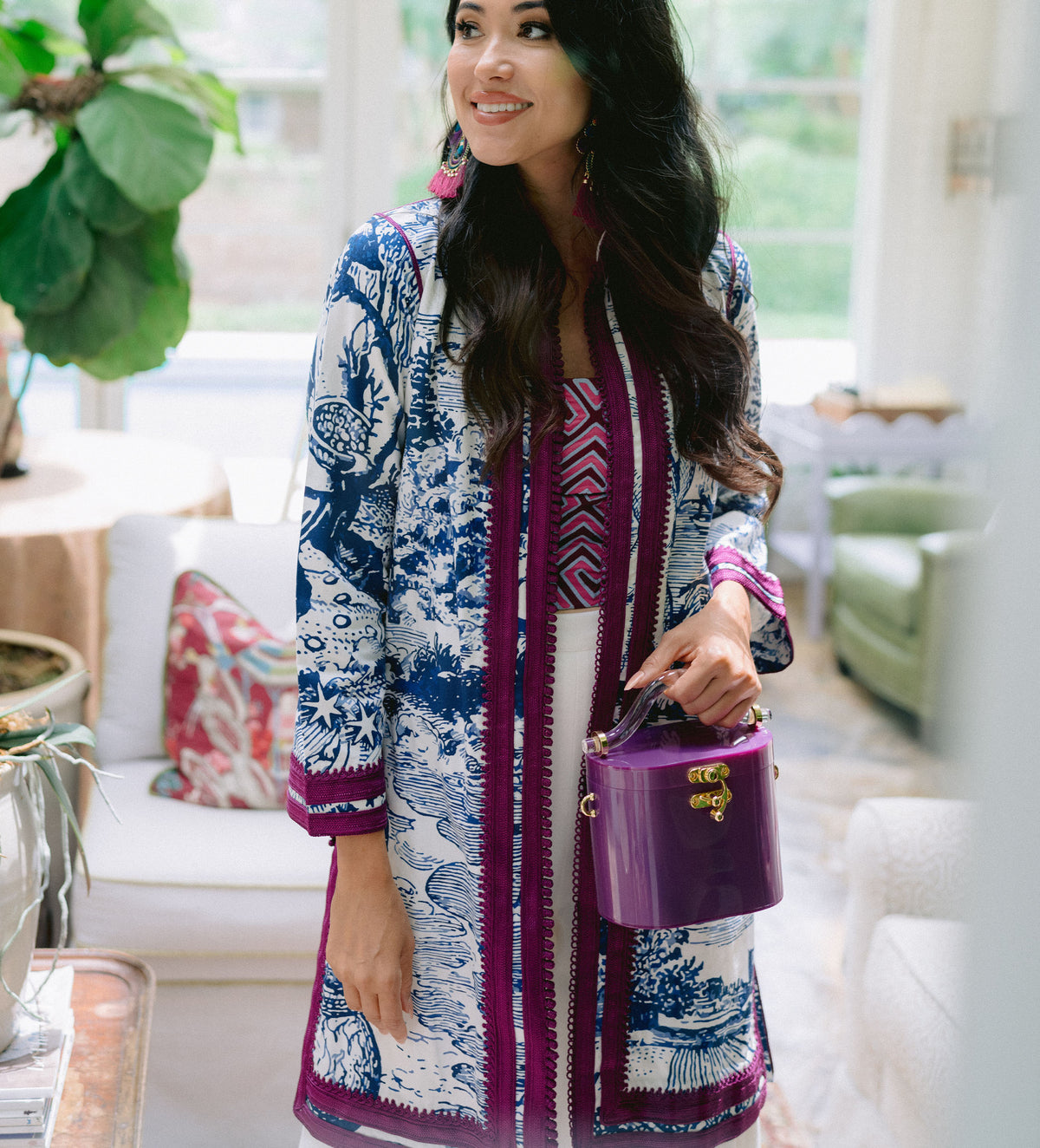 Limited Edition Ibu x Schumacher Moroccan Jacket: Modern Toile