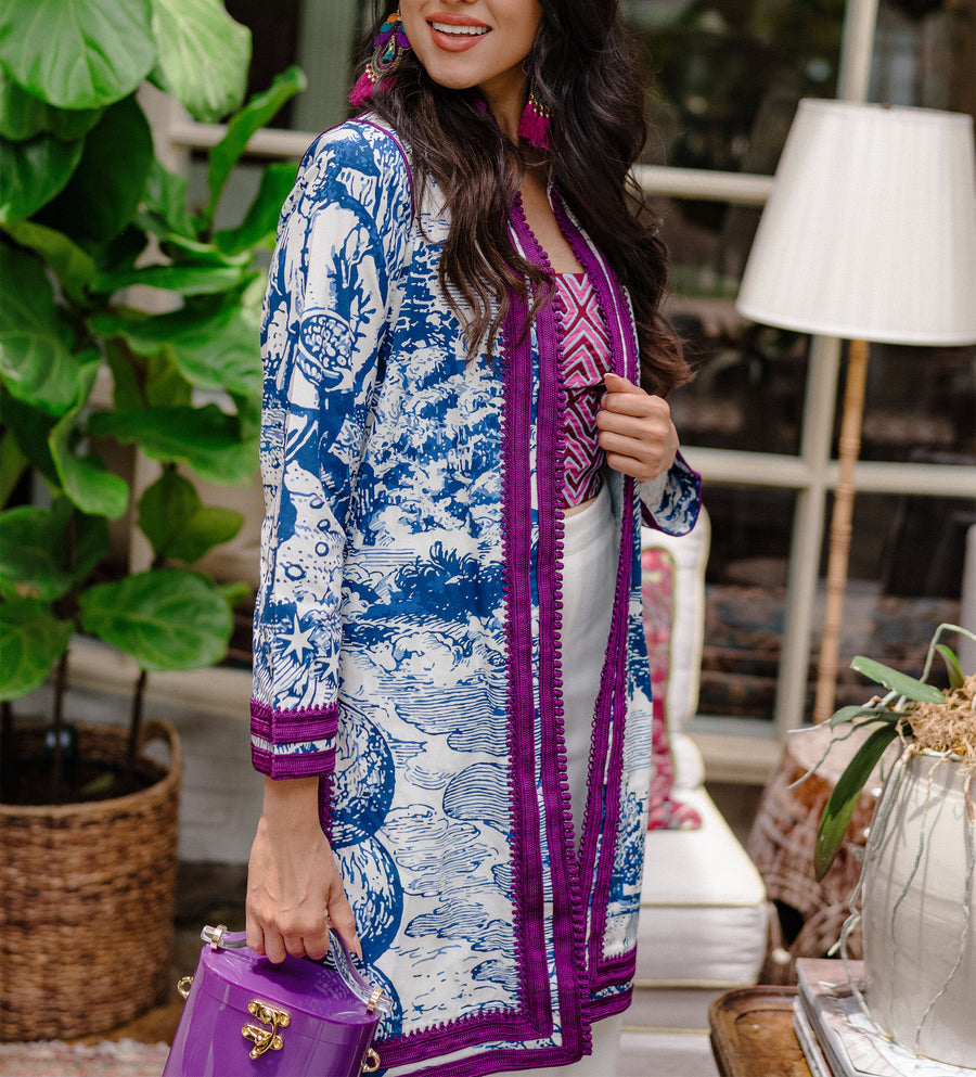 Limited Edition Ibu x Schumacher Moroccan Jacket: Modern Toile