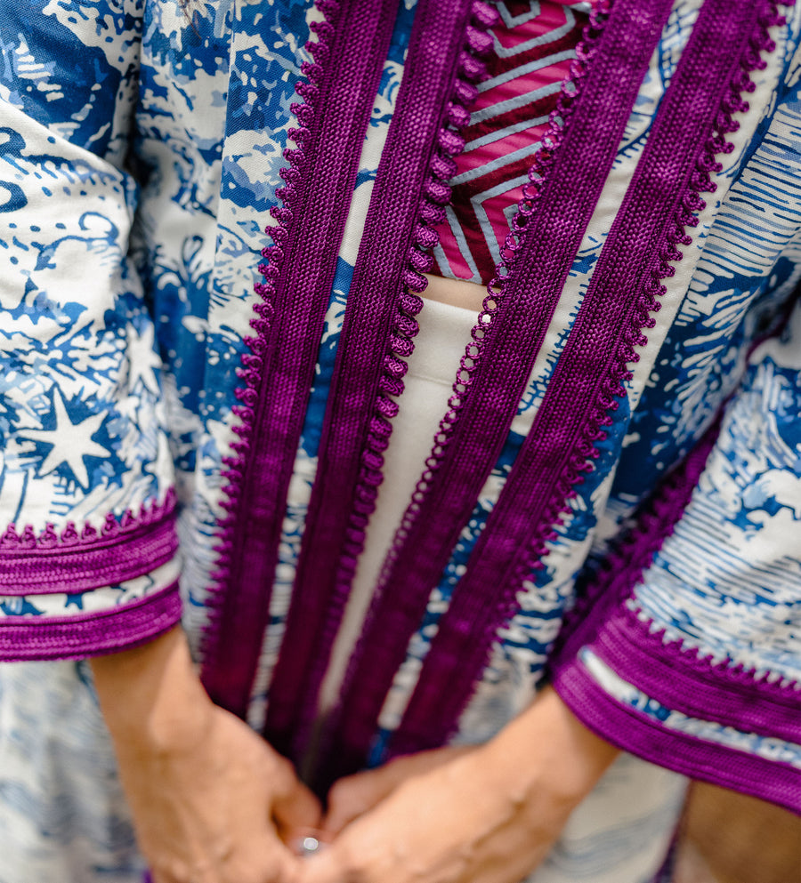 Limited Edition Ibu x Schumacher Moroccan Jacket: Modern Toile