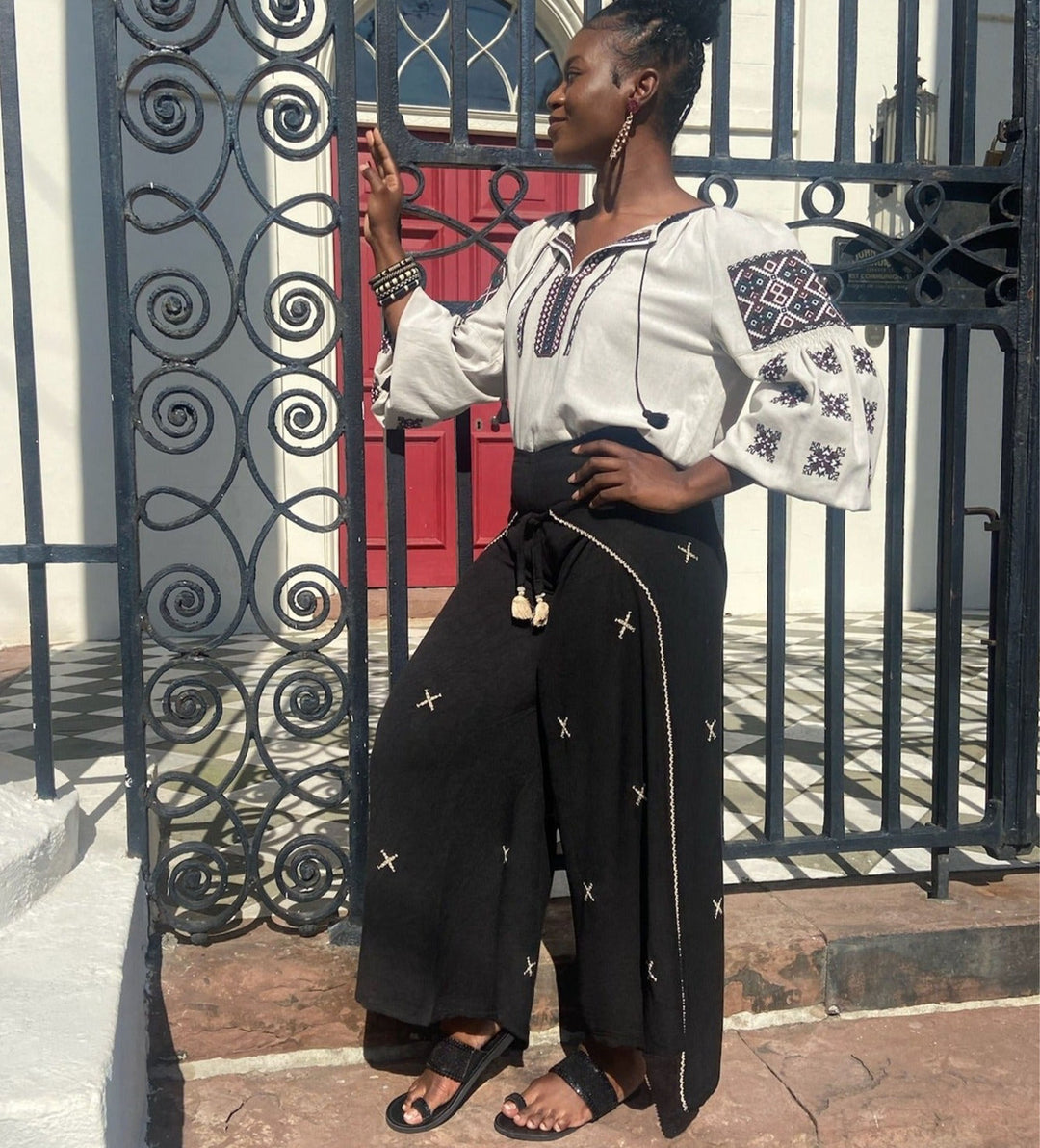 Moroccan Embroidered Wrap Pant – Ibu Movement
