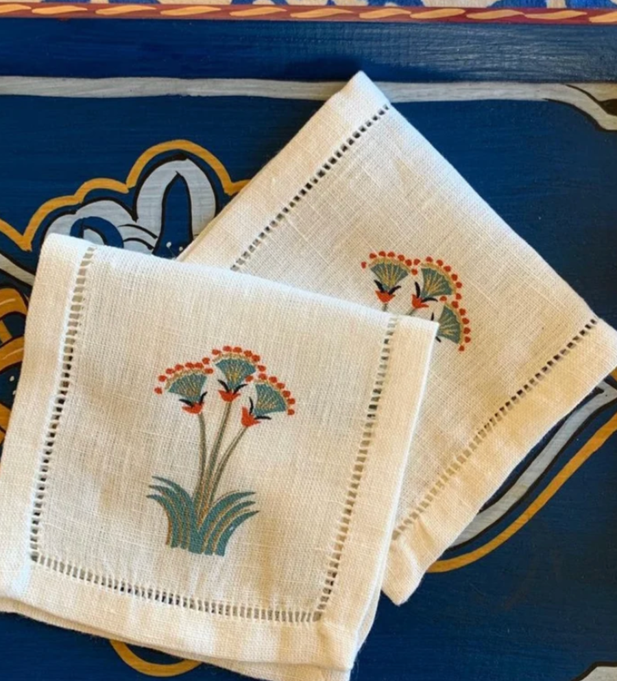 Nile Lotus Cocktail Napkins- Set of Six
