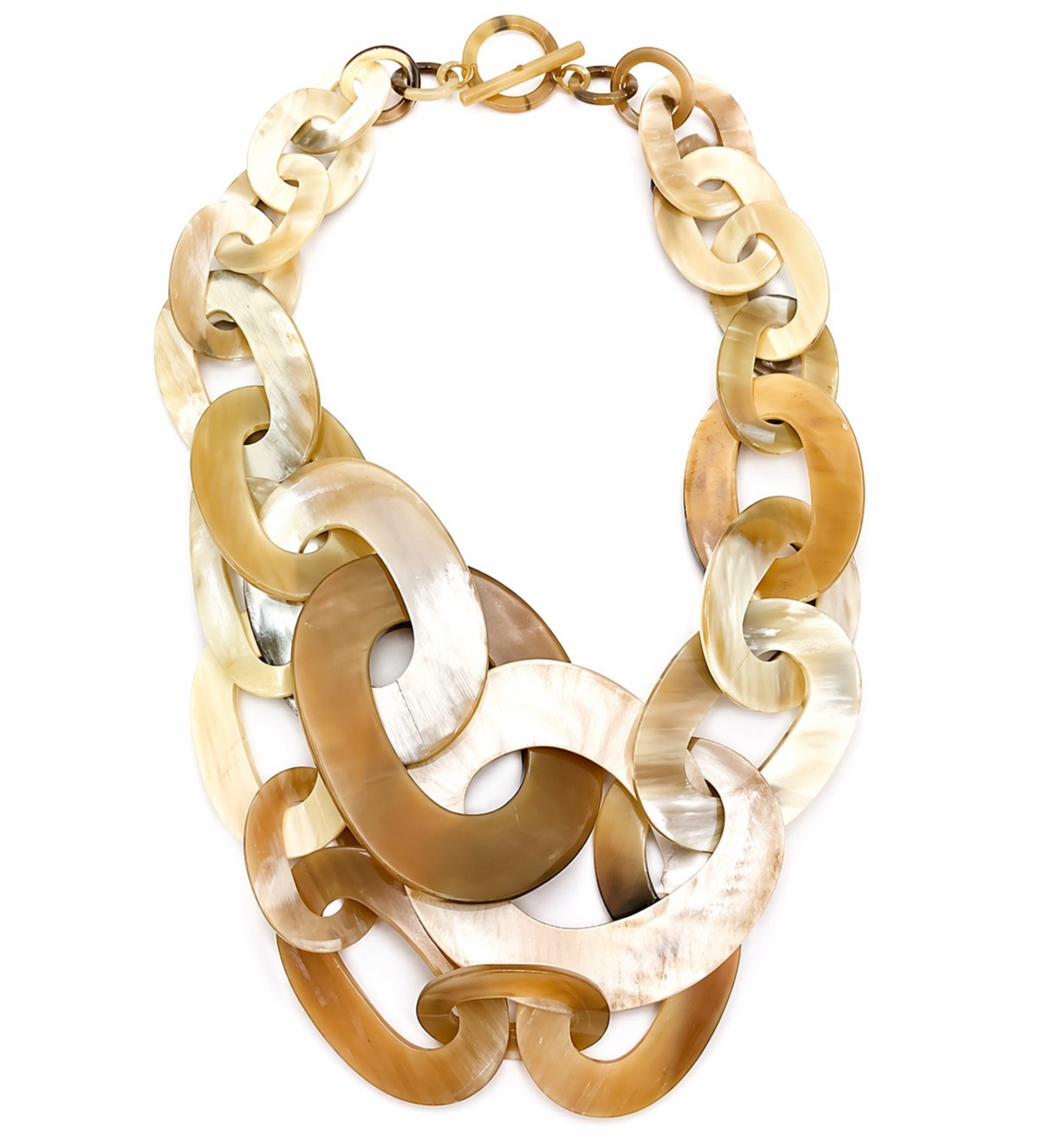 Large Horn Double Strand Link Necklace