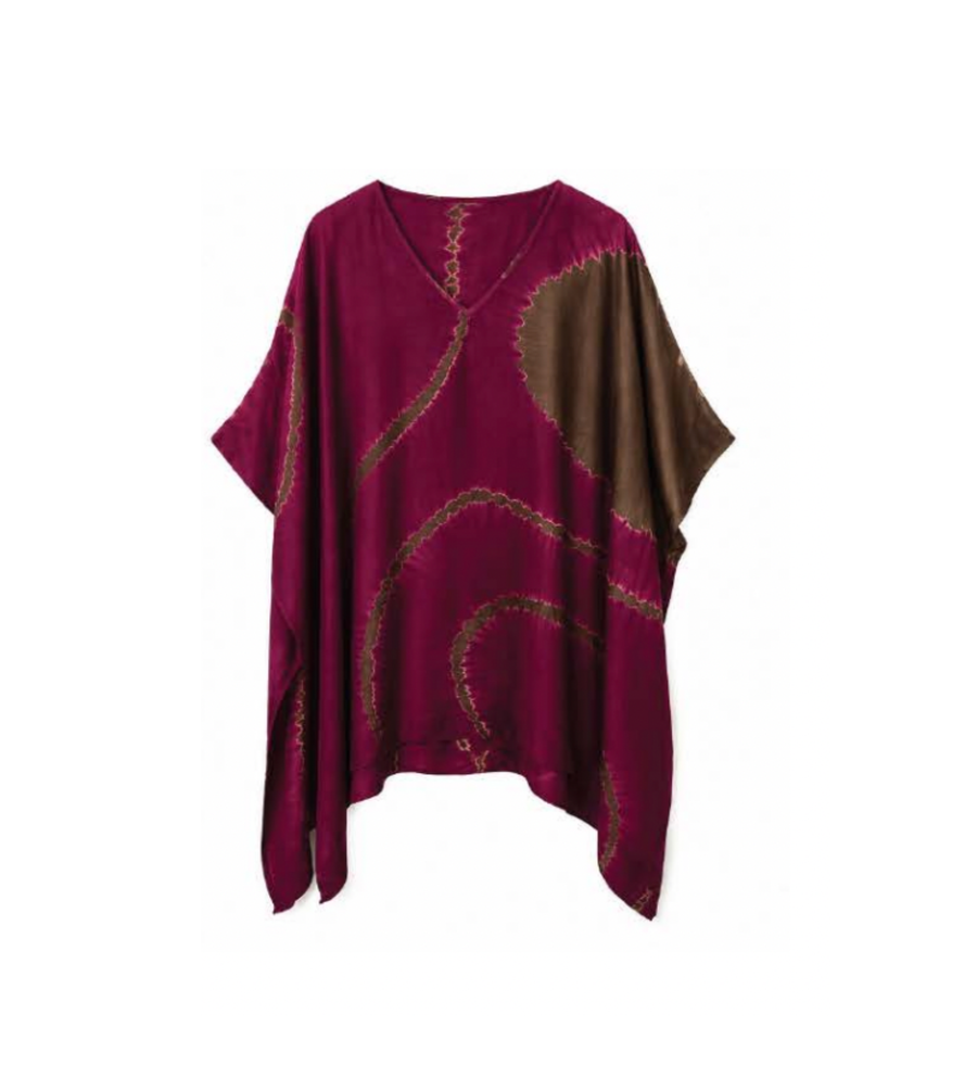 Itajime Silk V-neck Poncho