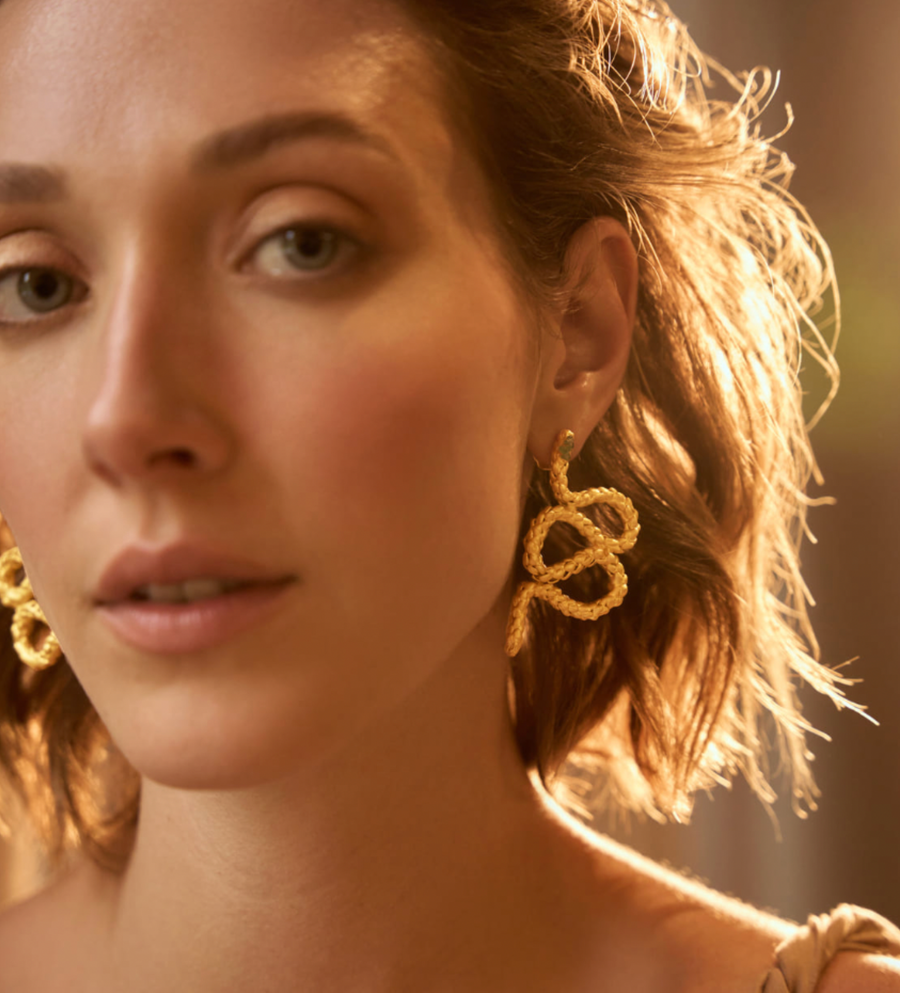 Araucaria Twirls and Raw Emerald Earrings
