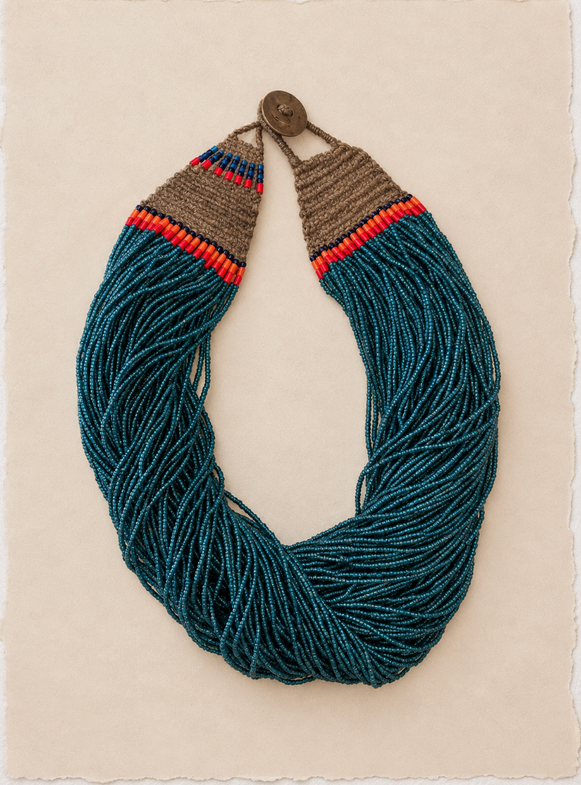 Naga Teal 133 Strand Necklace