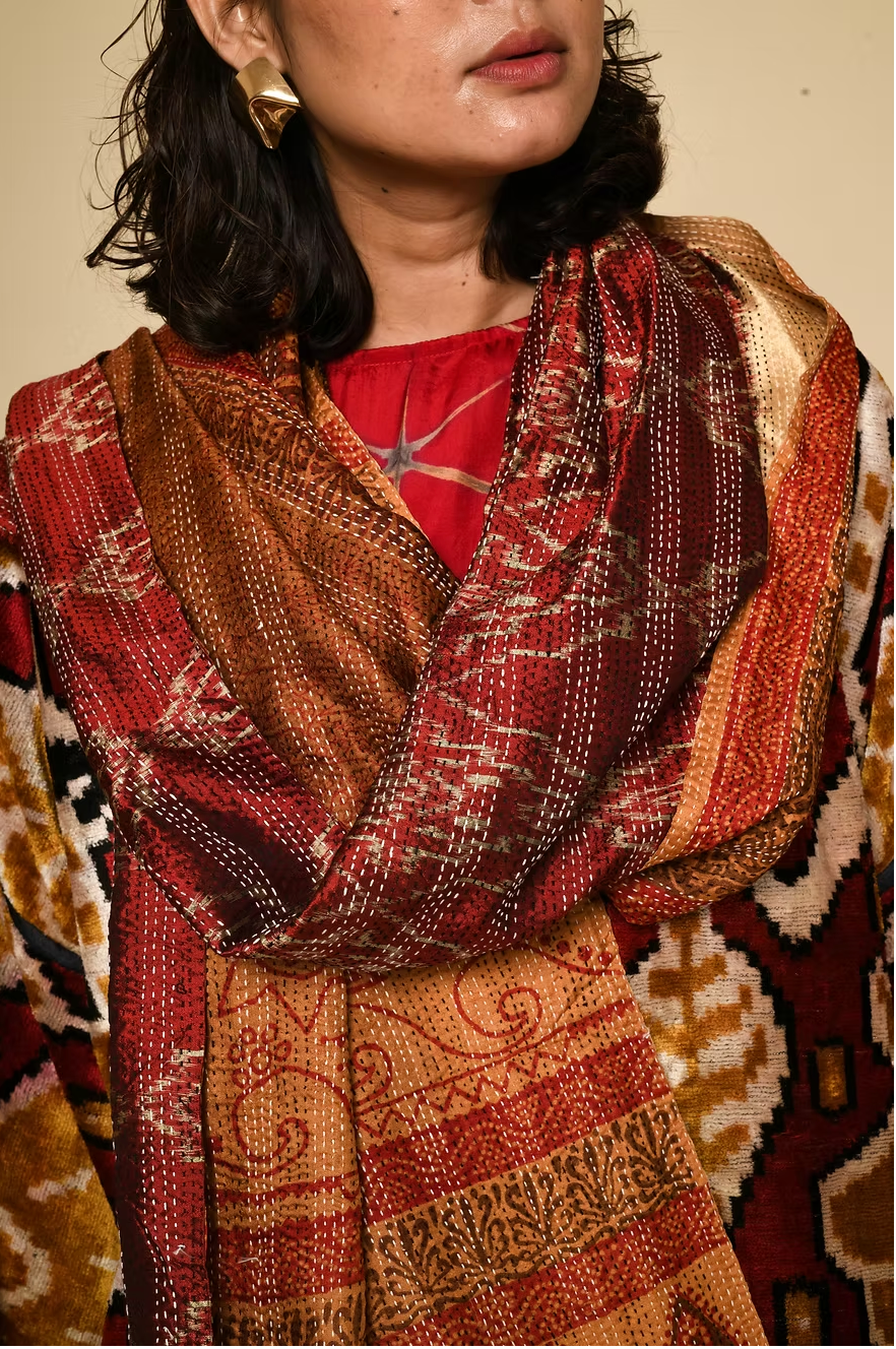 Silk Kantha Scarf