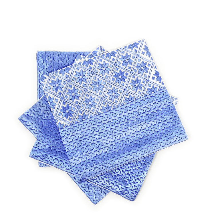 Hand Embroidered Cocktail Napkins: Split Design