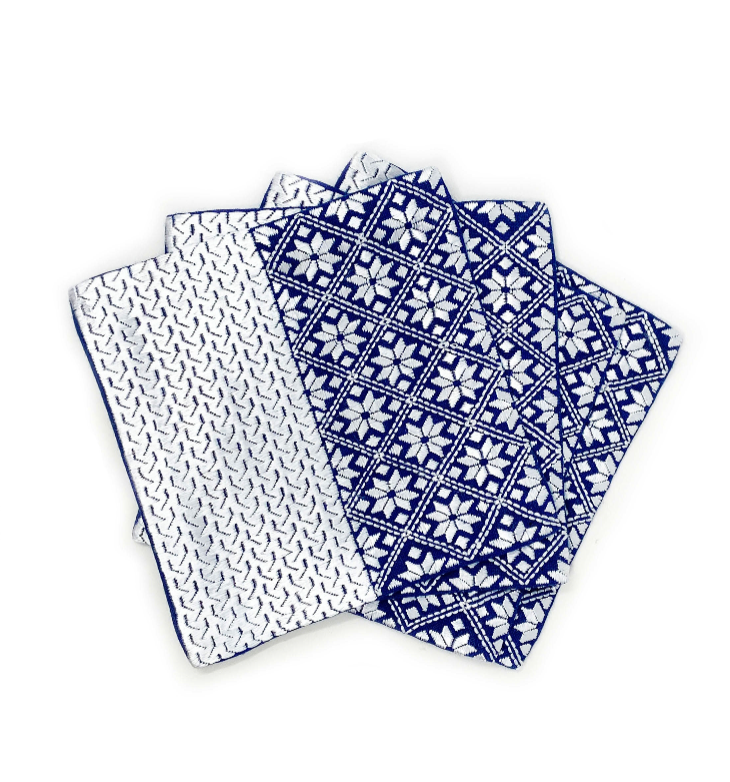 Hand Embroidered Cocktail Napkins: Split Design
