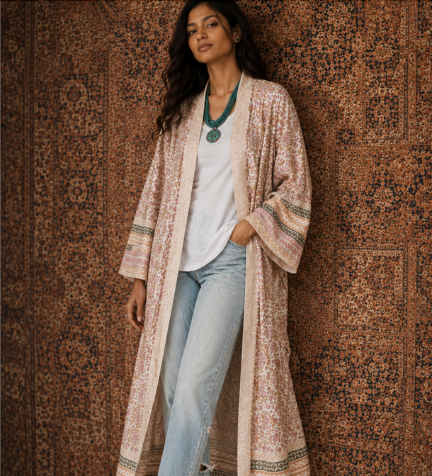 Anika Hand Block Printed Kimono