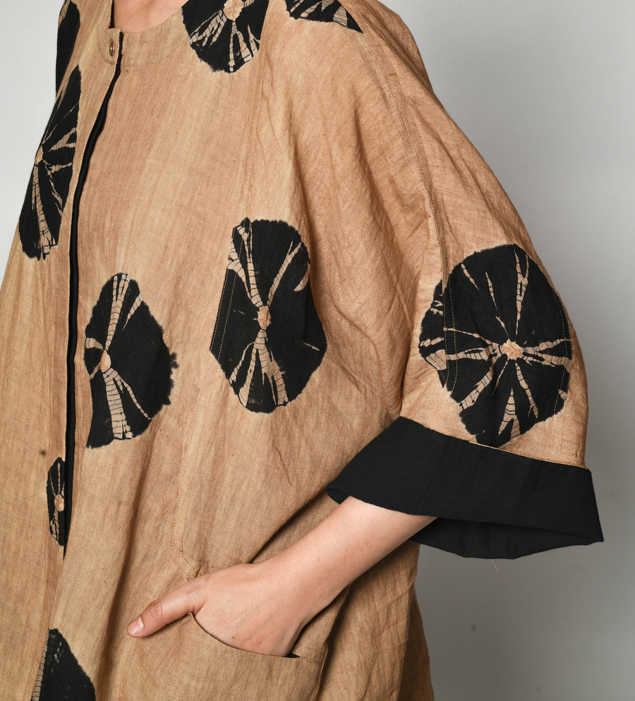 Bandhani Linen Bindi Shirt in Camel